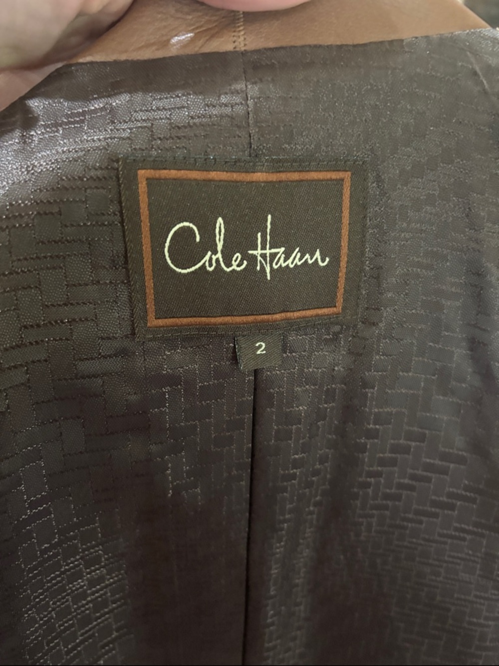 Cole Haan Women's Brown Zip-Front Leather Jacket - Picture 2 of 8